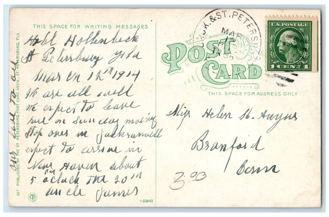 c1910 New High School Building Campus Students Front St. Petersburg FL Postcard