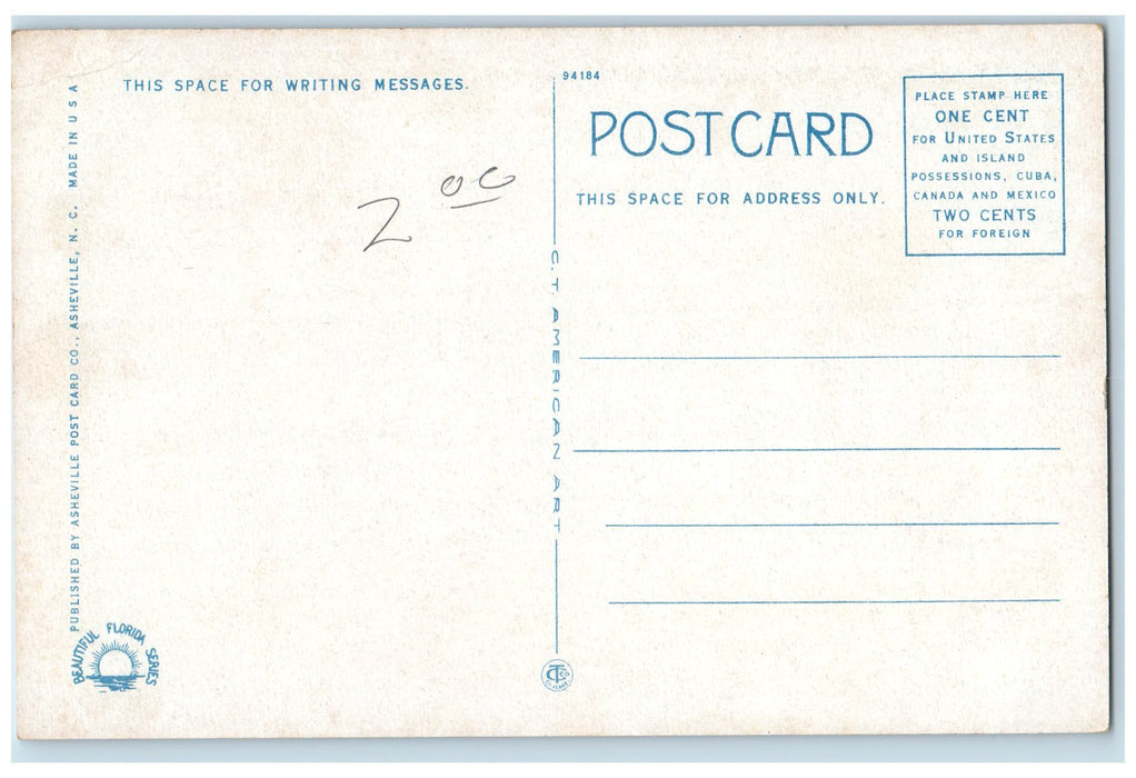 c1920's Ponce De Leon Hotel Building Restaurant Cars St. Petersburg FL Postcard