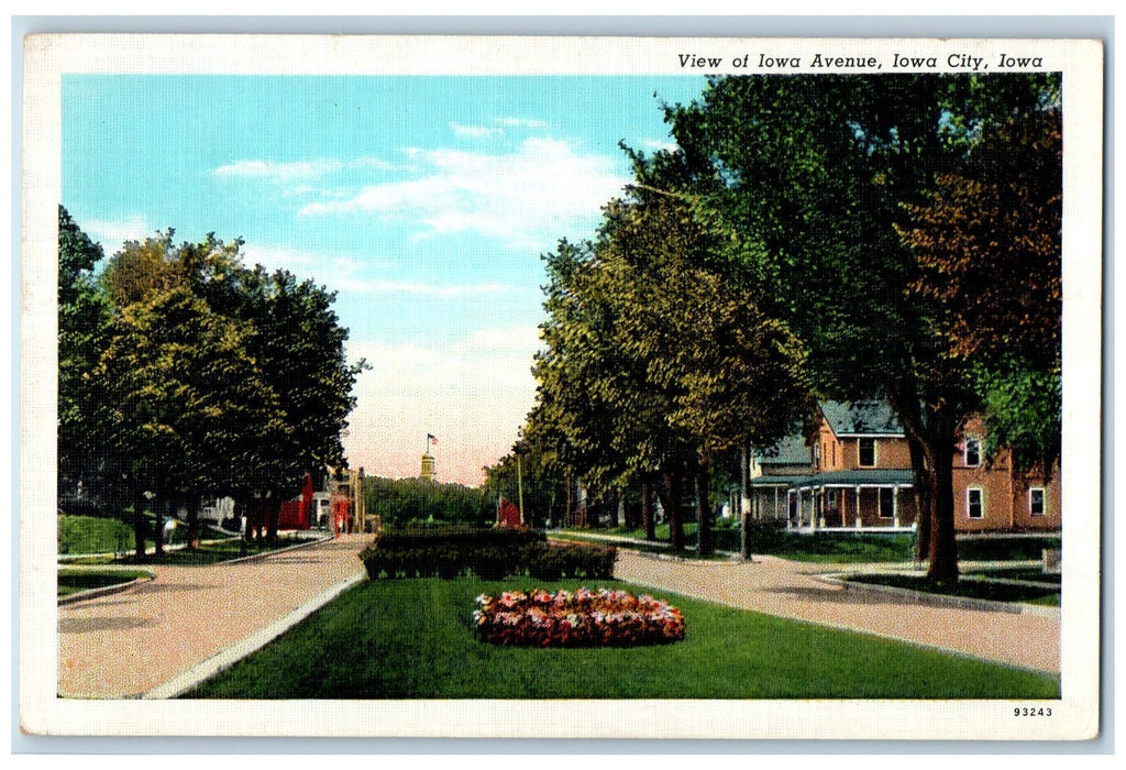c1950 View Of Iowa Avenue Landscape Road Houses Views Iowa City Iowa IA Postcard