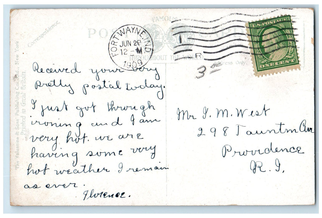 1909 Bible Training School Exterior View Fort Wayne Indiana IN Posted Postcard