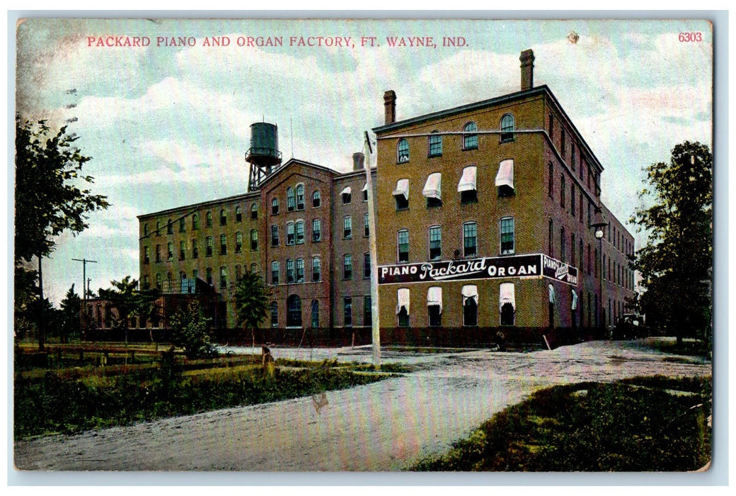 1908 Packard Piano And Organ Factory Scene Fort Wayne Indiana IN Posted Postcard