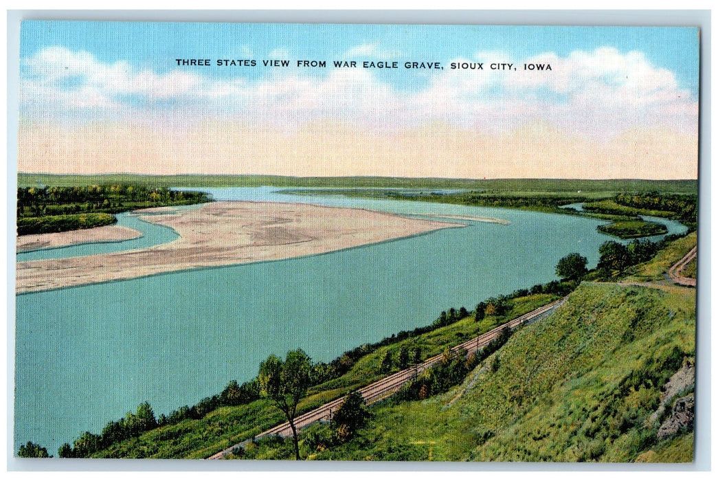 c1950's Three States View From War Eagle Grave Lake Sioux City Iowa IA Postcard