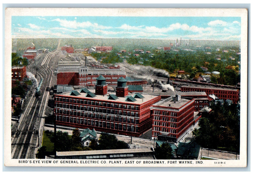 c1920s Bird's Eye View Of General Electric Co. Plant East Fort Wayne IN Postcard