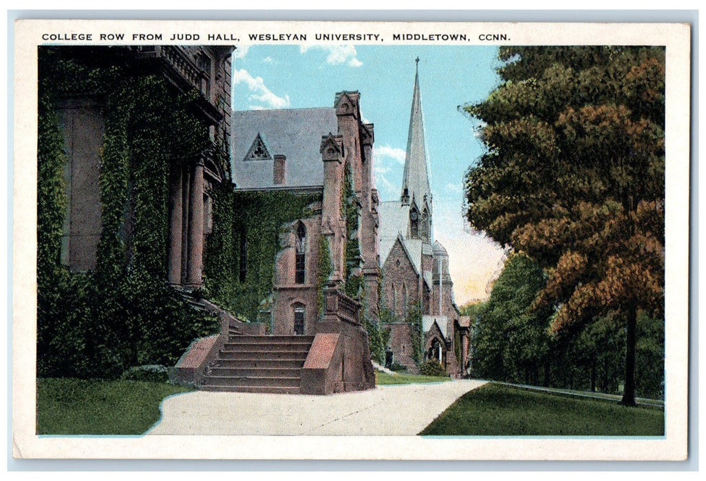c1950's College Row From Judd Hall Wesleyan University Middletown CT Postcard