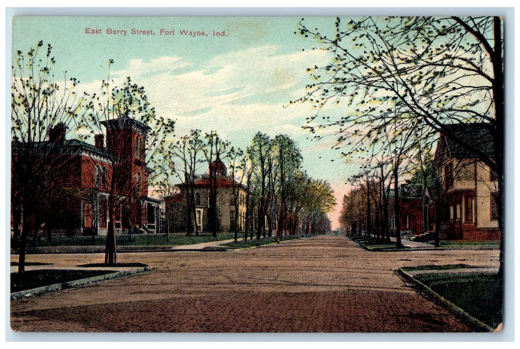 c1920s East Berry Street Residence Scene Fort Wayne Indiana IN Unposted Postcard