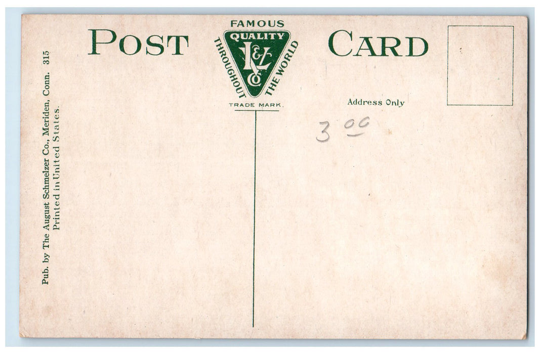 c1950's Waiting Station Hubbard Park Lake River Chimney View Meriden CT Postcard