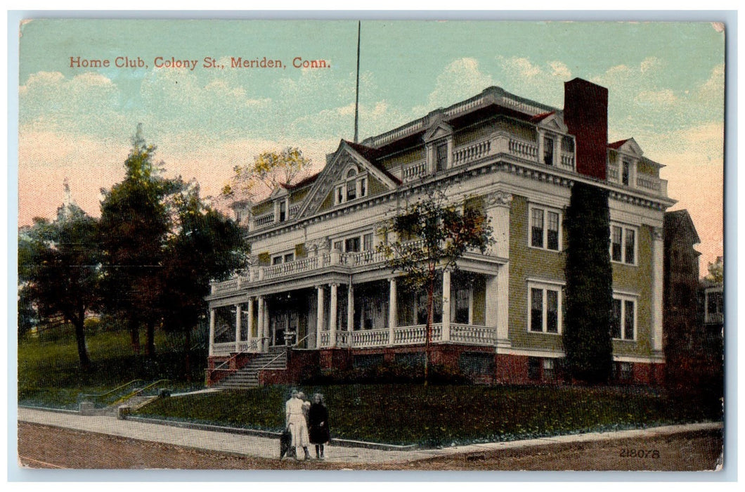 c1950 Home Club Colony St. Building Steps Entrance Ladies Meriden CT Postcard