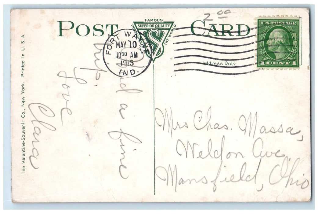 c1910s Cathedral Square Exterior Scene Fort Wayne Indiana IN Posted Postcard