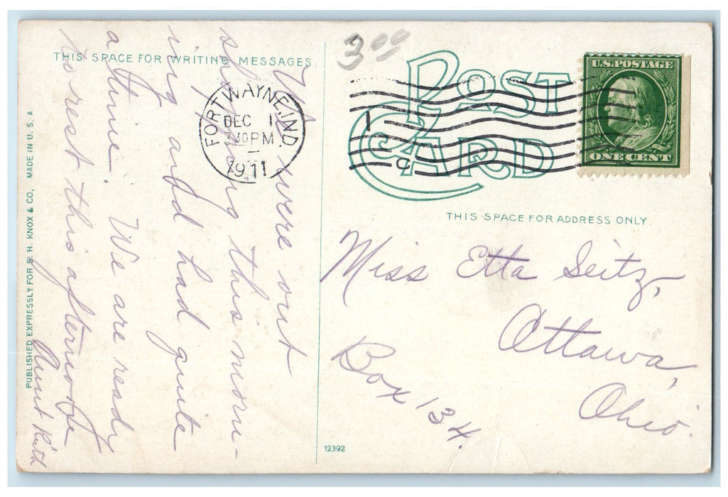 1910 Jefferson Street School Exterior Roadside Fort Wayne IN Posted Postcard