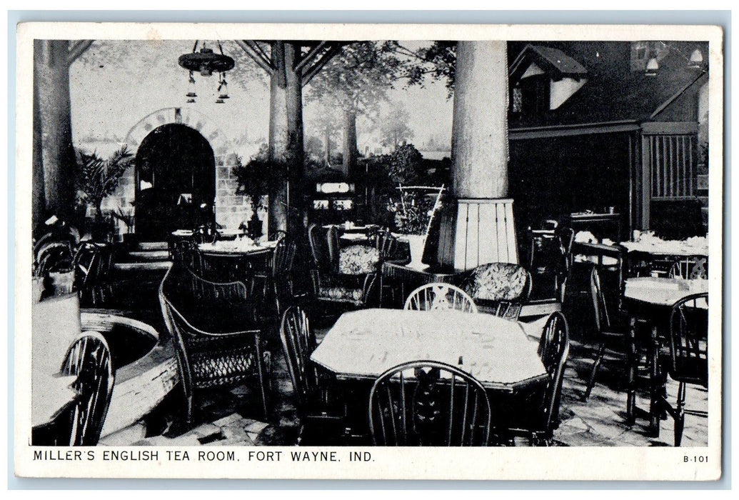 c1960s Miller English Tea Room Interior Scene Fort Wayne IN Unposted Postcard