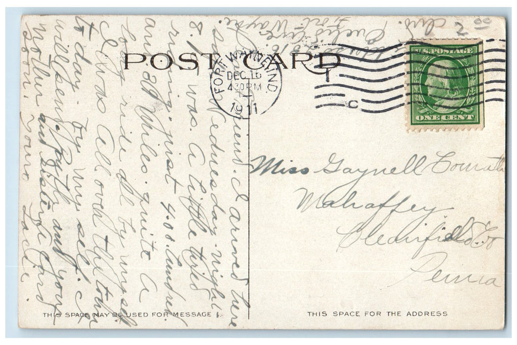 1911 Entrance To Lindenwood Cemetery Scene Fort Wayne Indiana IN Posted Postcard