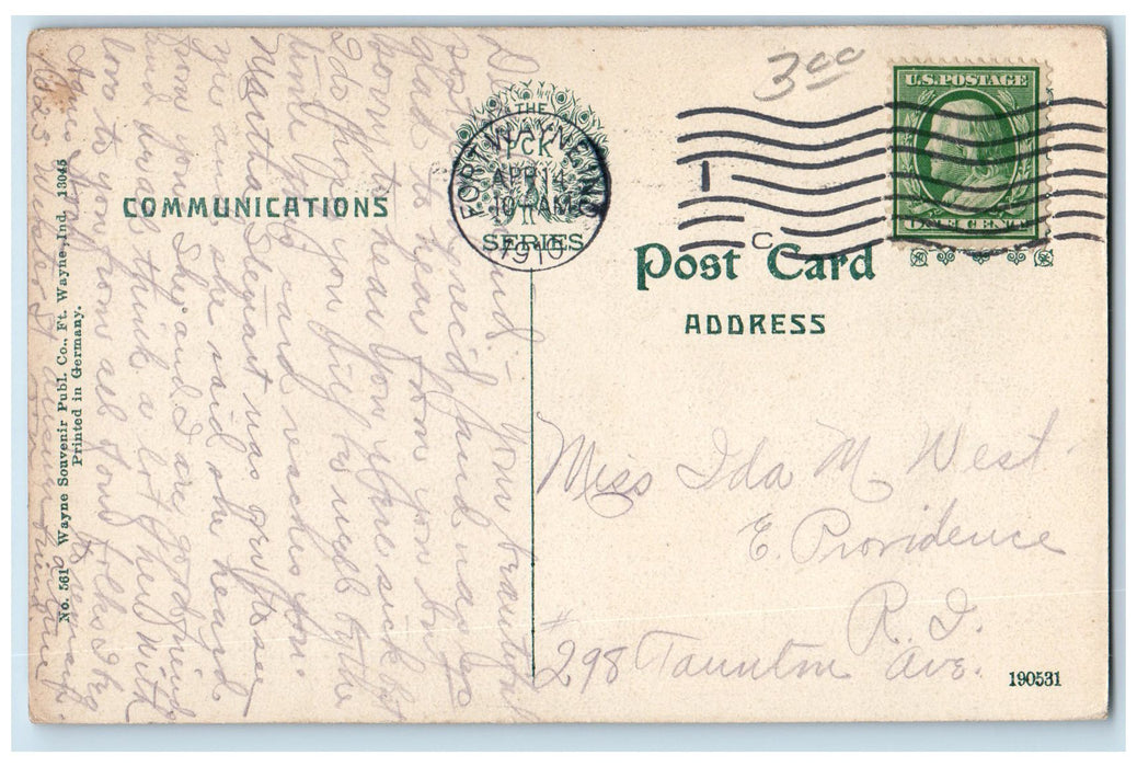 1910 Interior St. Mary's Catholic Church Scene Fort Wayne Indiana IN Postcard