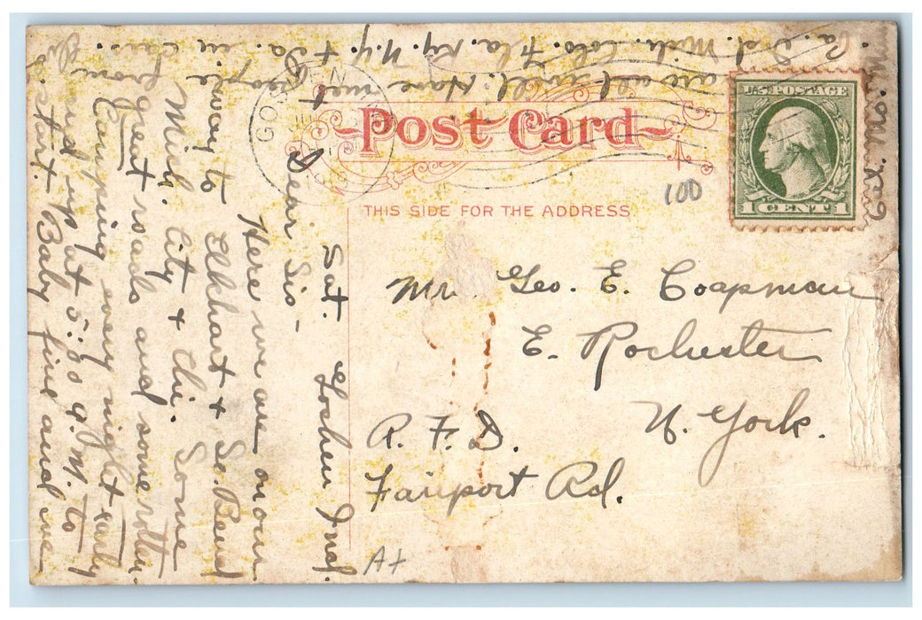 1919 Scene In Court House Park Trees Goshen Indiana IN Posted Vintage Postcard