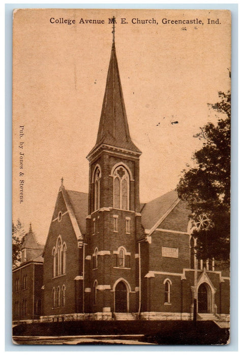 1910 College Avenue M.E. Church Greencastle Indiana IN Posted Vintage Postcard