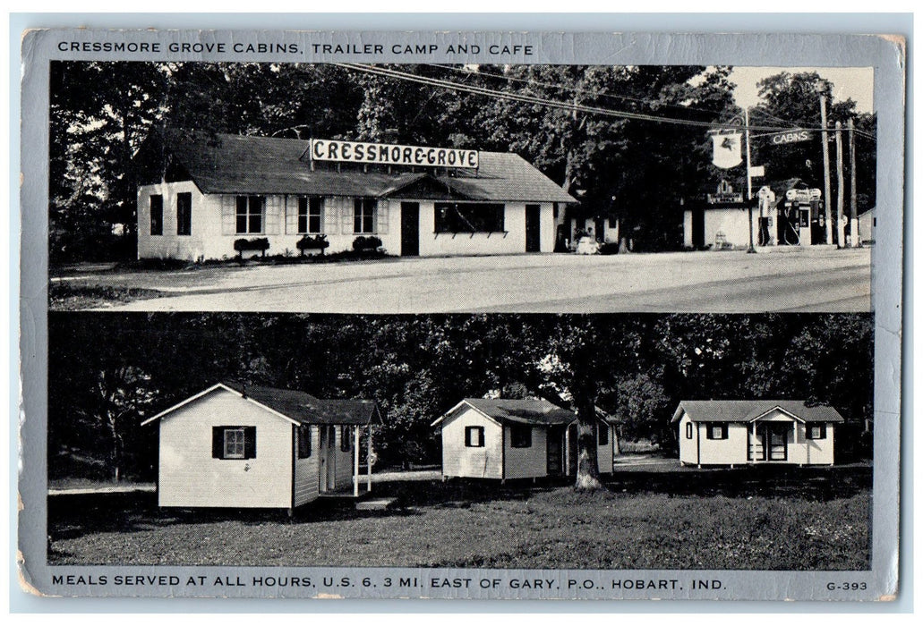 1940 Cressmore Grove Cabins Trailer Camp And Cafe Hobart Indiana IN Postcard