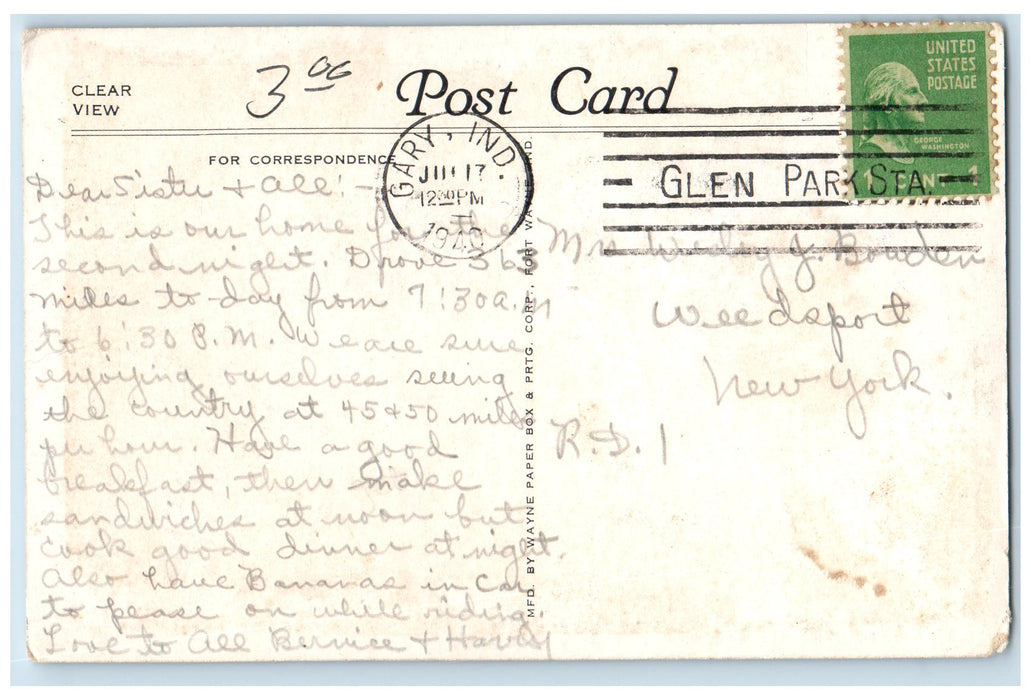 1940 Cressmore Grove Cabins Trailer Camp And Cafe Hobart Indiana IN Postcard