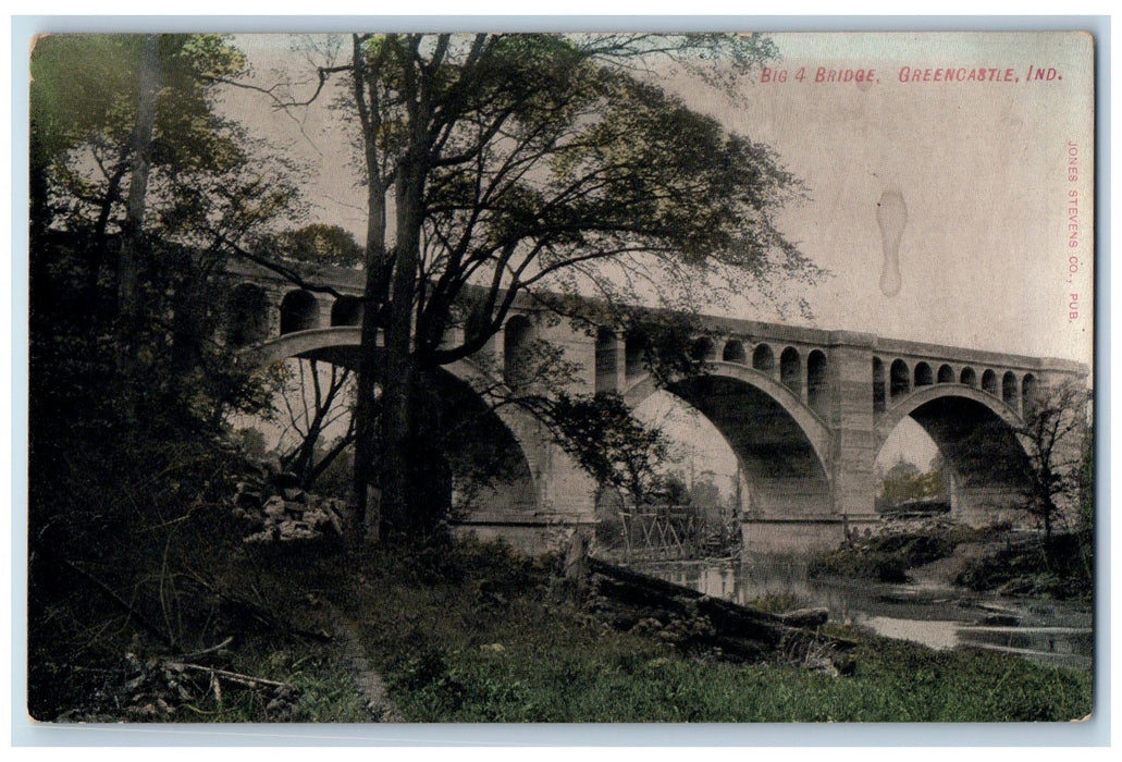 c1940s Big Four Bridge Scene Greencastle Indiana IN Unposted Vintage Postcard