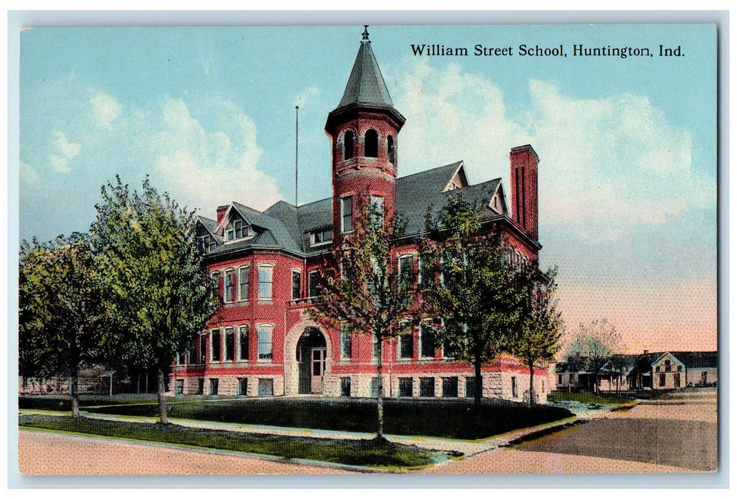 c1920s William Street School Exterior Huntington Indiana IN Unposted Postcard
