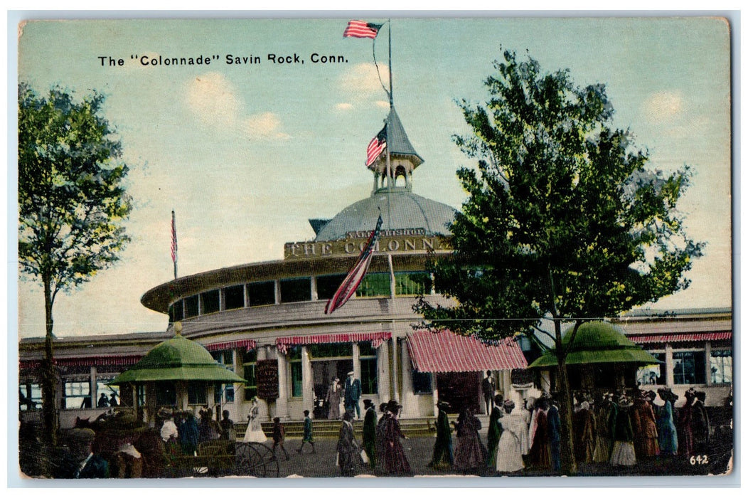 c1950's The Colonnade Building Dome Tourists Savin Rock Connecticut CT Postcard