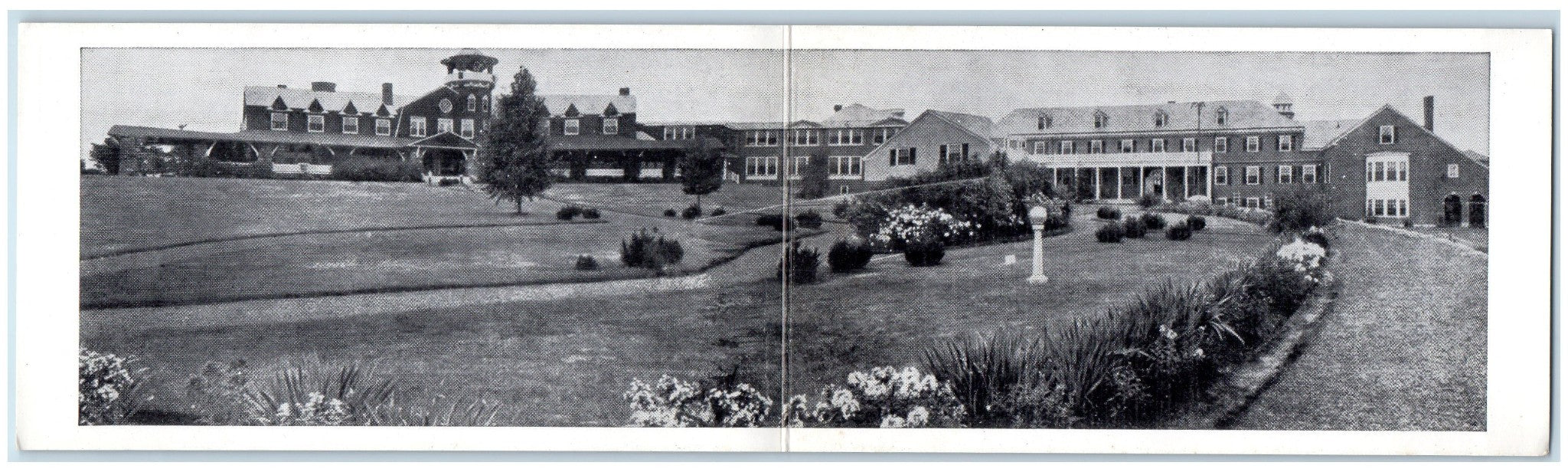c1930's Massachusetts Masonic Home Scene Charlton MA Panoramic Fold Out Postcard