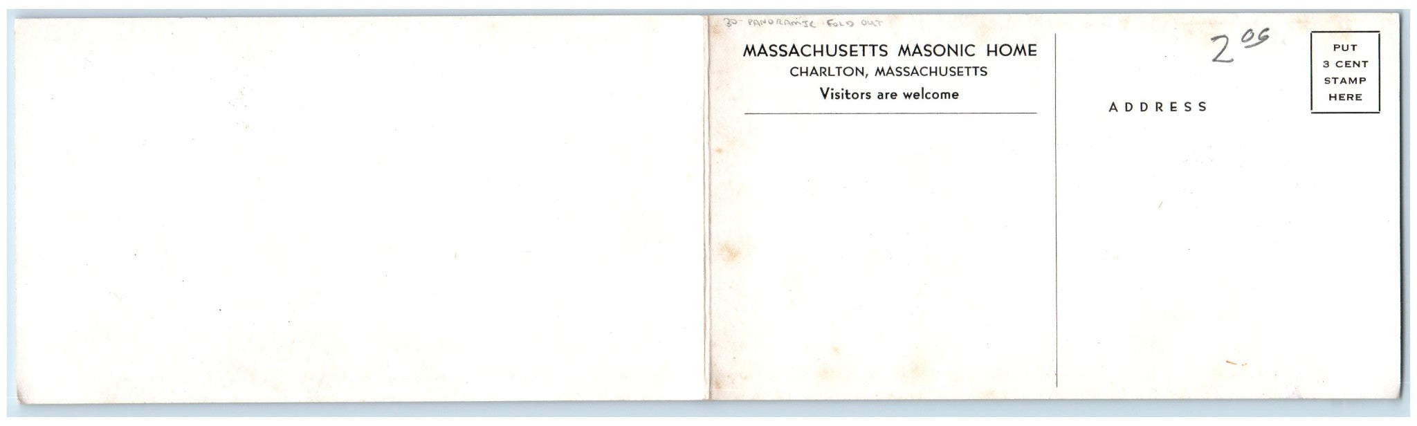 c1930's Massachusetts Masonic Home Scene Charlton MA Panoramic Fold Out Postcard
