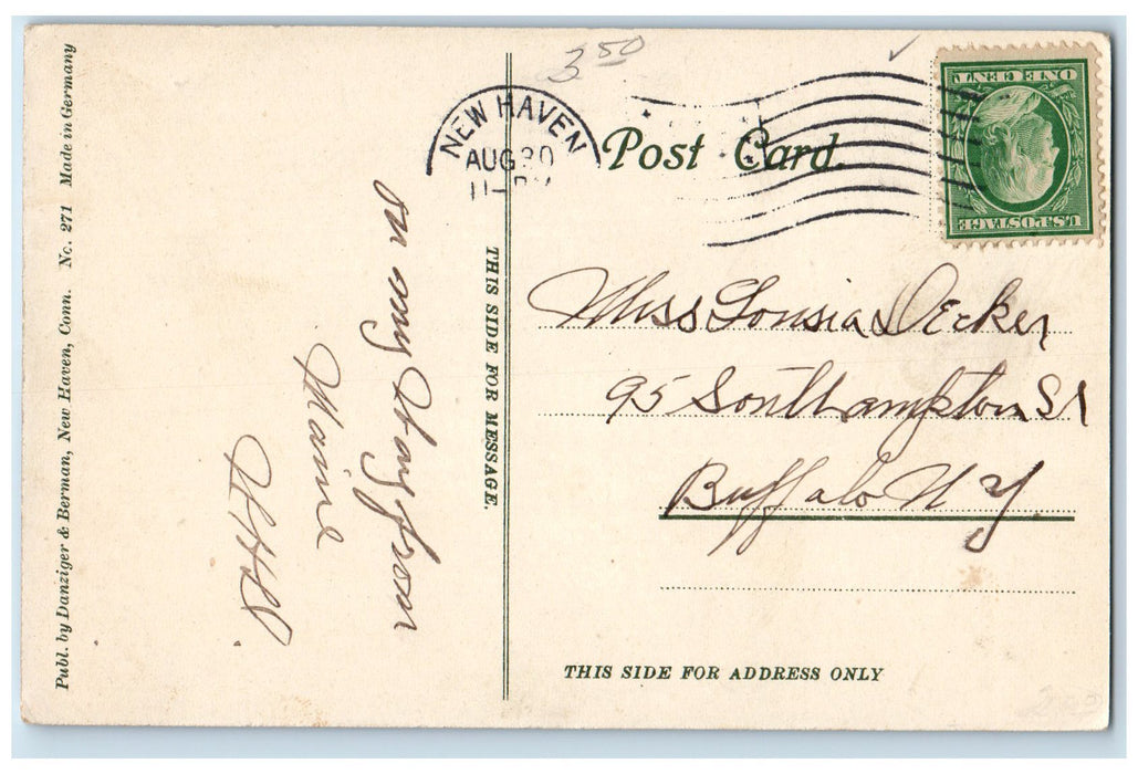 1907 Ferry Landing Lighthouse Point Passengers New Haven Connecticut CT Postcard