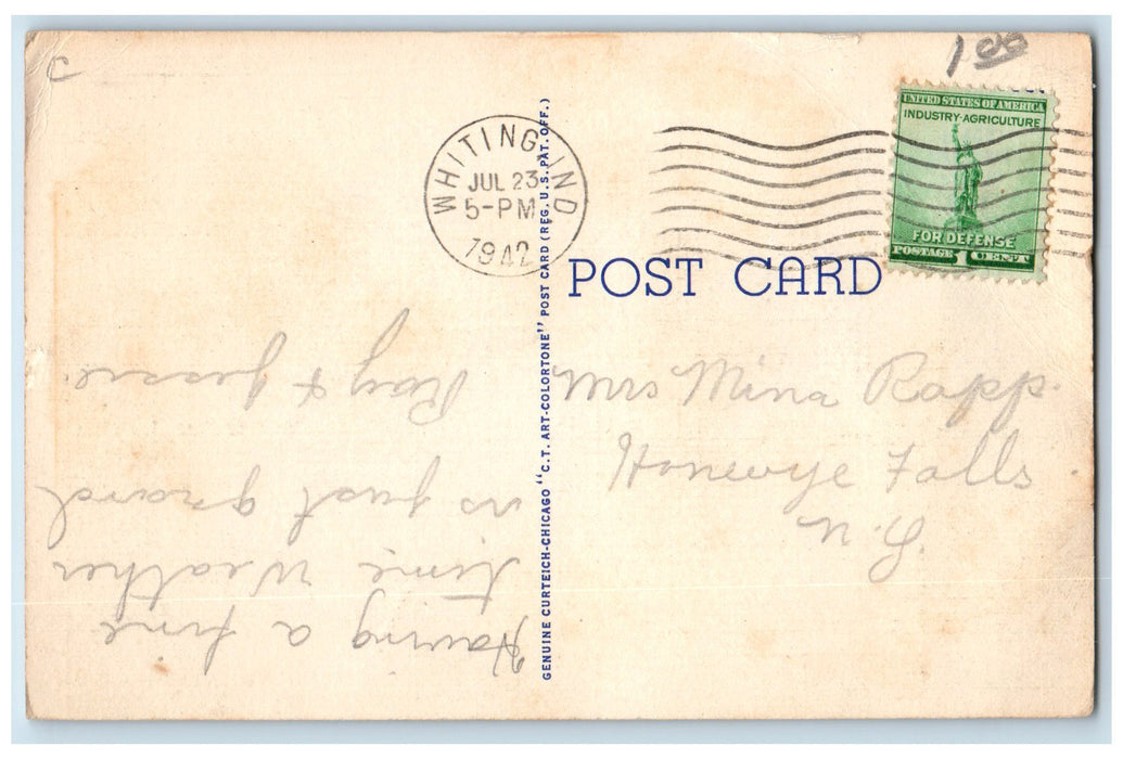 1942 George Rogers Clark High School Exterior Hammond Indiana IN Posted Postcard