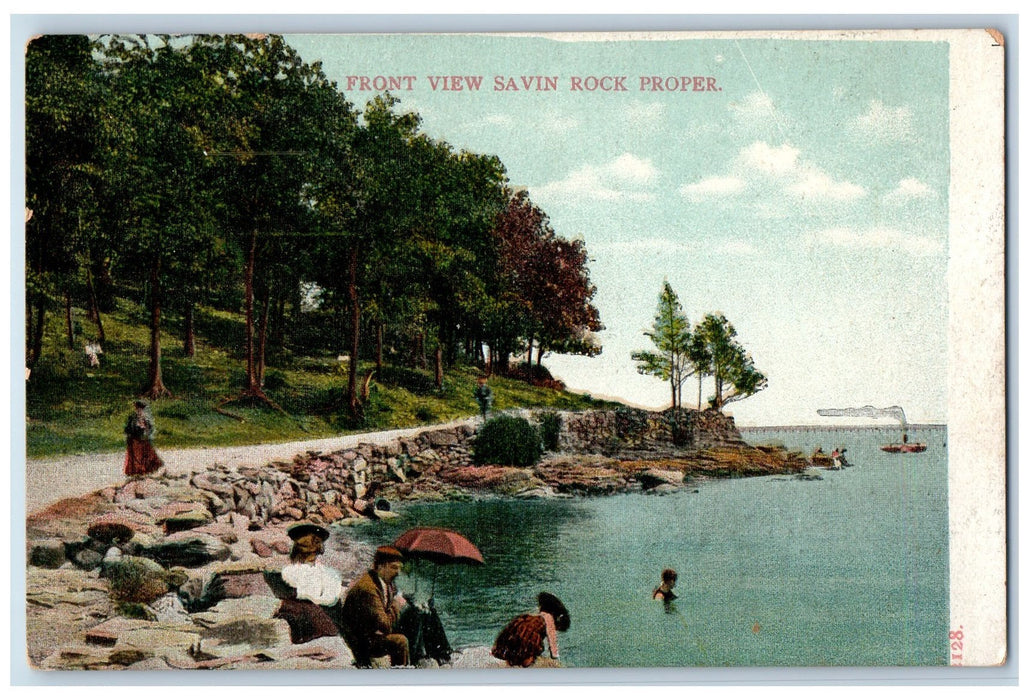 c1950 Front View  Savin Rock Proper Bathing Seaside Grove Dirt Road CT Postcard