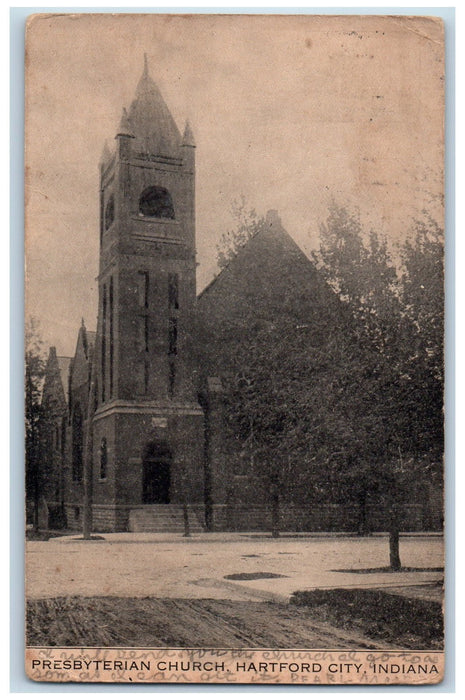 1908 Presbyterian Church Exterior Roadside Hartford Indiana IN Posted Postcard
