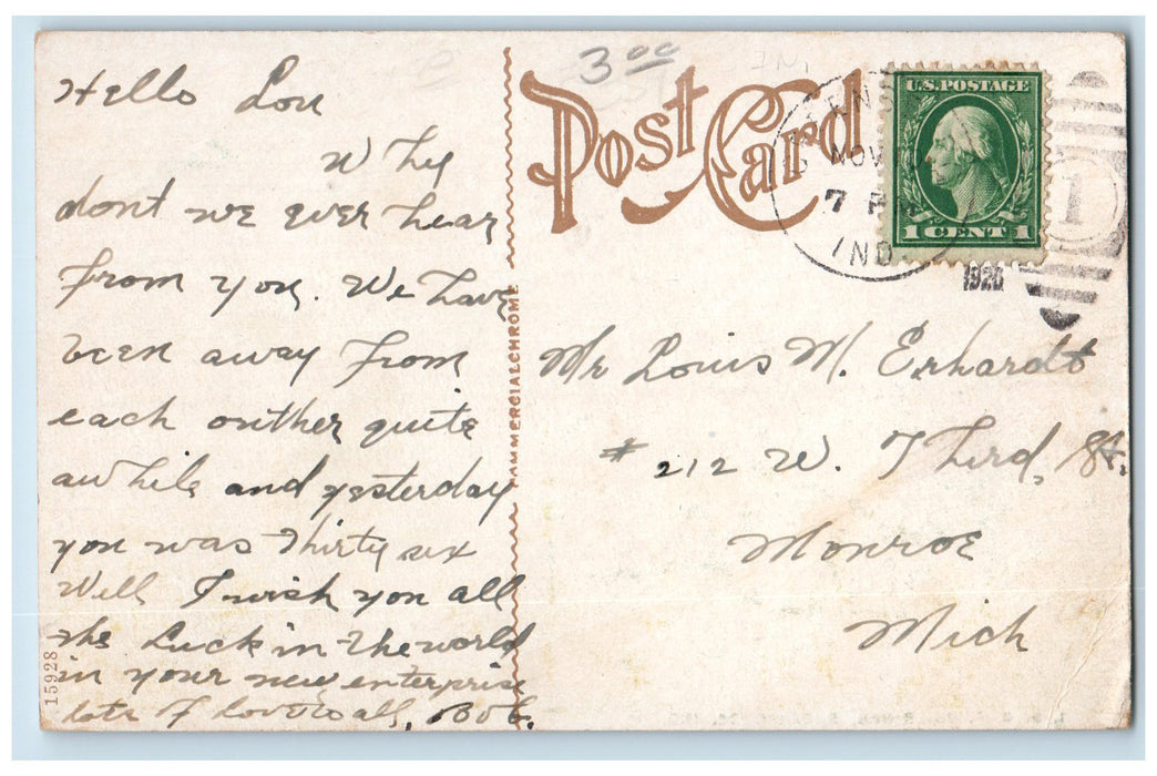 1920 I.O.O.F. Buildings Exterior Scene Greensburg Indiana IN Carriages Postcard