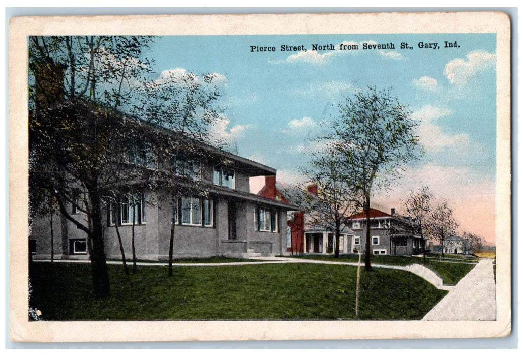 c1920s Pierce Street North From Seventh St. Gary Indiana IN Unposted Postcard