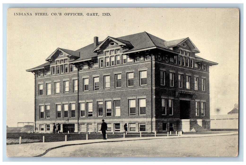 c1910s Indiana Steel Companies Offices Exterior Scene Gary Indiana IN Postcard