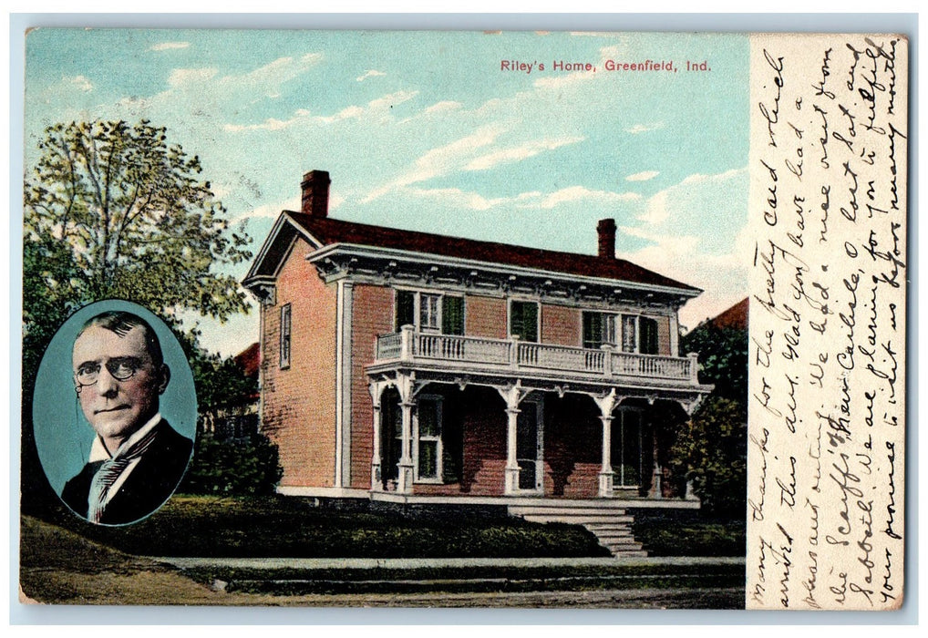 1914 Riley's Home Exterior Portrait Scene Greenfield Indiana IN Posted  Postcard