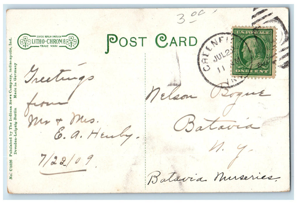 1914 Riley's Home Exterior Portrait Scene Greenfield Indiana IN Posted  Postcard