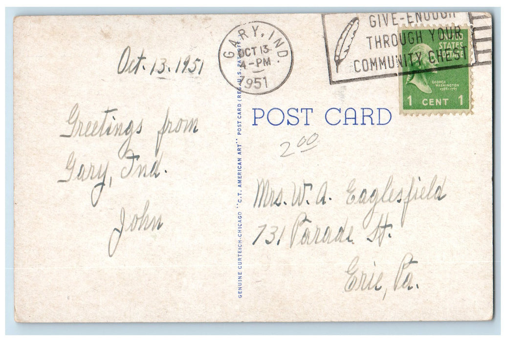 1951 Broadway Maling Shoes Scene The Steel City Gary Indiana IN Cars Postcard