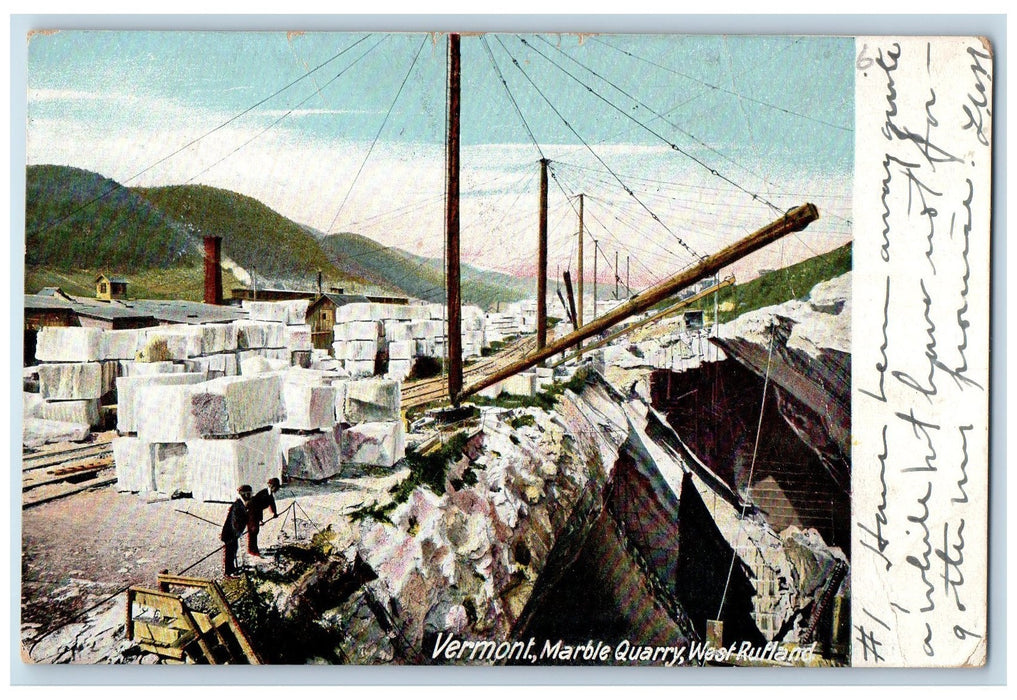 1906 Marble Quarry Officer Checking Staff House West Rutland Vermont VT Postcard