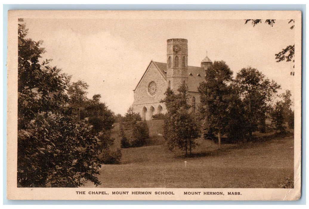 1931 The Chapel Mount Hermon School Scene Mount Hermon Massachusetts MA Postcard