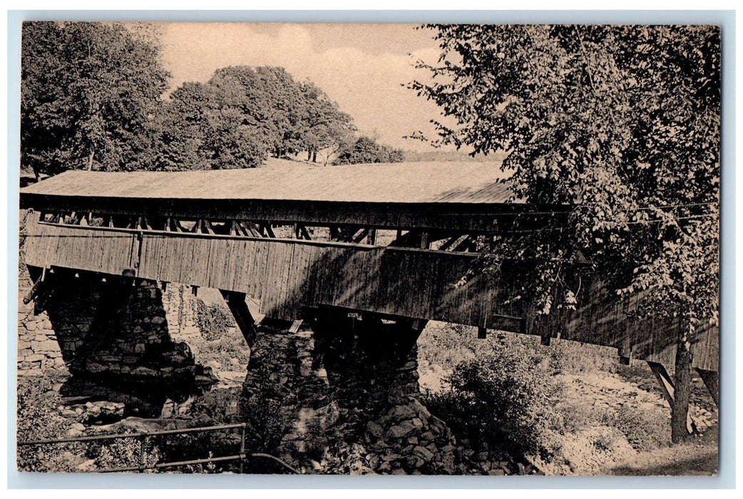 c1950's Taftsville Covered Rustic Bridge Trees Taftsville Vermont VT Postcard