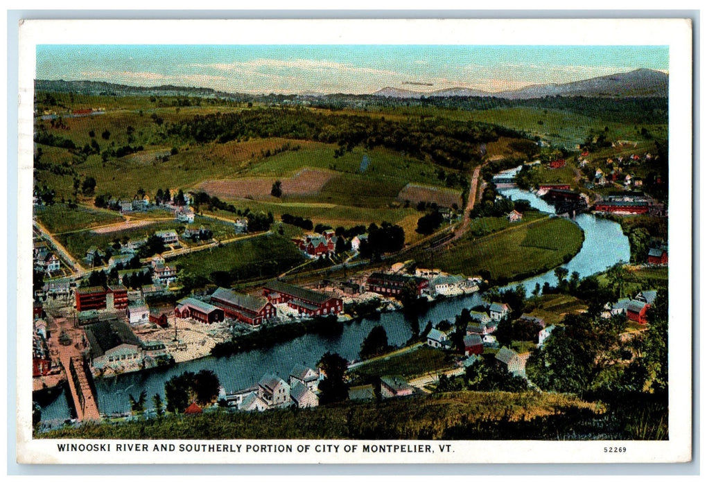 1933 Winooski River Southerly Portion City Of Montpelier Vermont VT Postcard