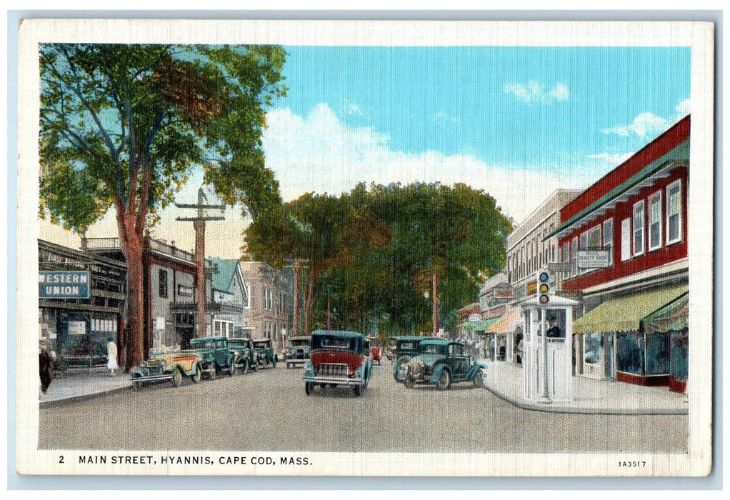 1935 Main Street Hyannis Cape Cod Massachusetts MA Posted Vintage Cars Postcard