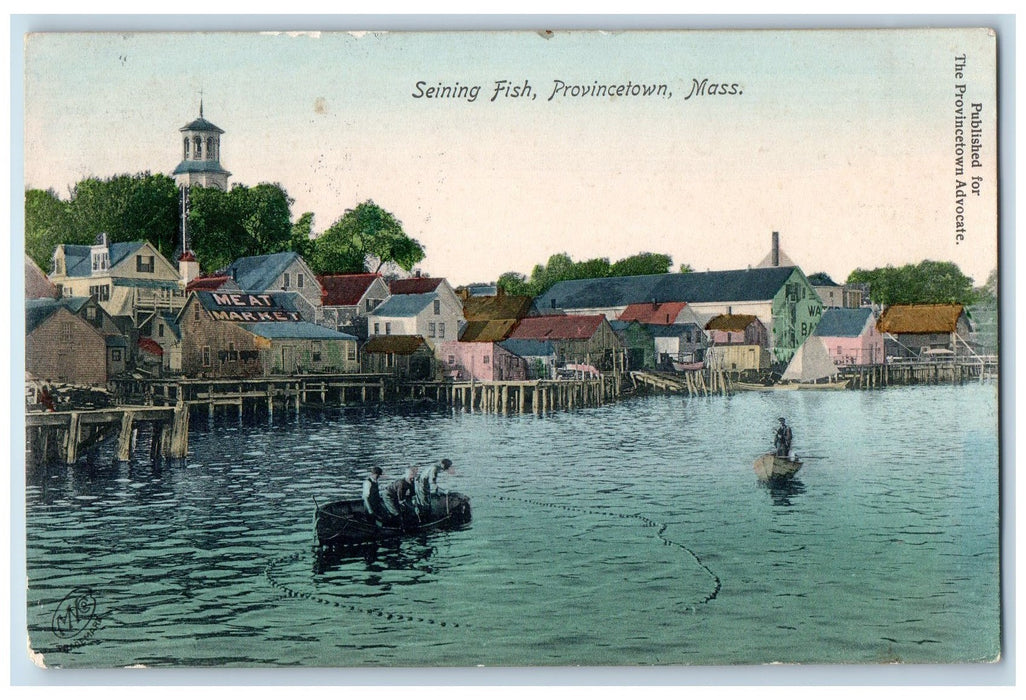 1909 Seining Fish Scene Provincetown Massachusetts MA Posted Fisherman Postcard