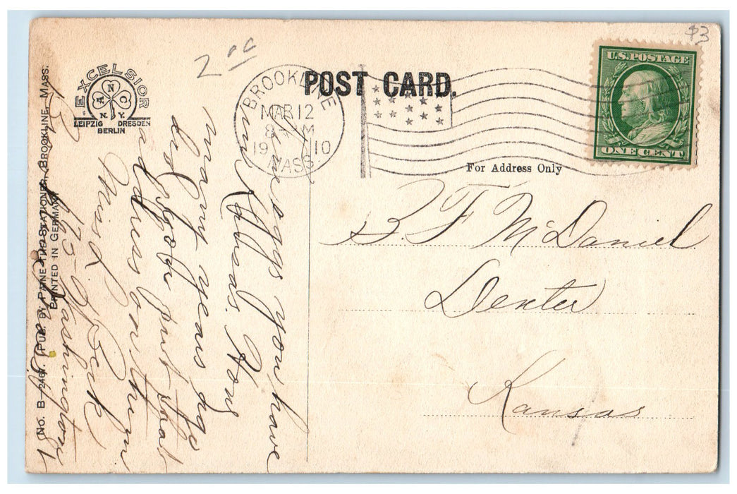 1910 Brookline Municipal Gymnasium Exterior Brookline Massachusetts MA Postcard