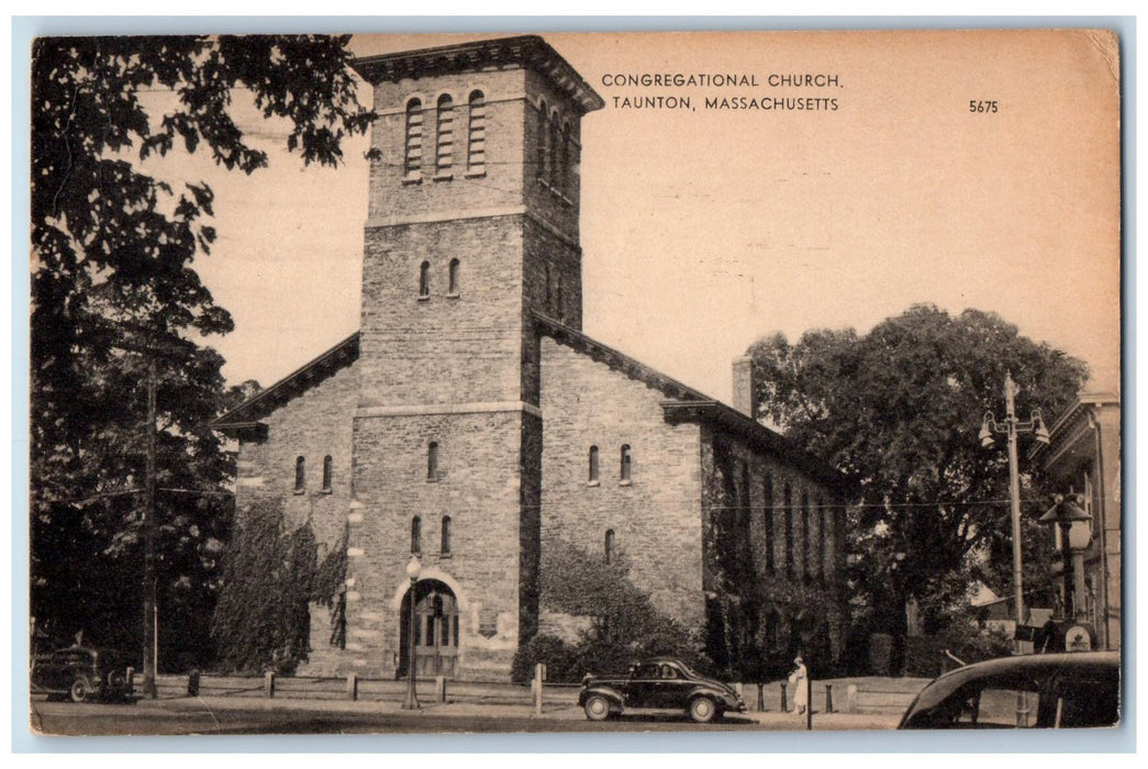 1933 Congregational Church Exterior Taunton Massachusetts MA Posted Postcard