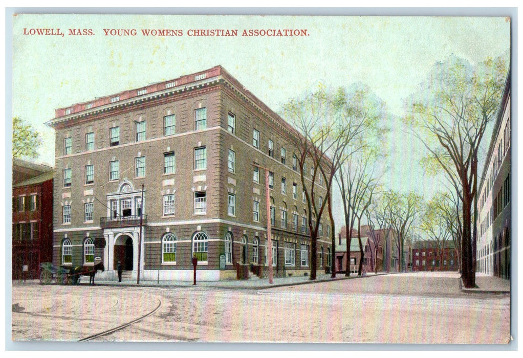 c1950's Young Womens Christian Association Building Railway Lowell MA Postcard