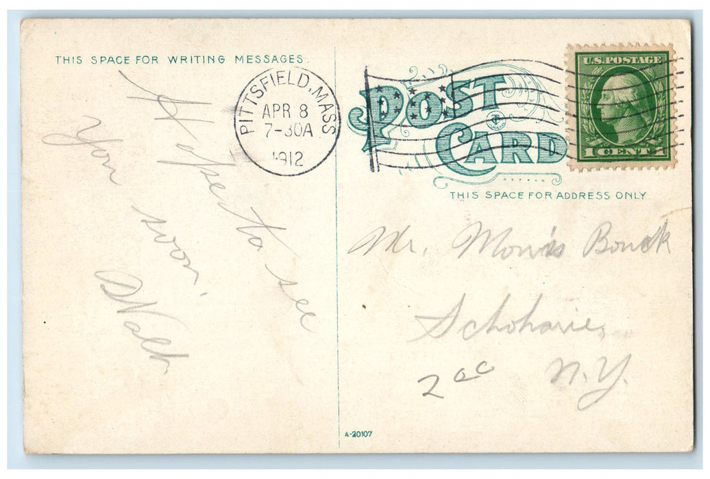 1912 YMCA Building Entrance Dirt Road View Pittsfield Massachusetts MA Postcard