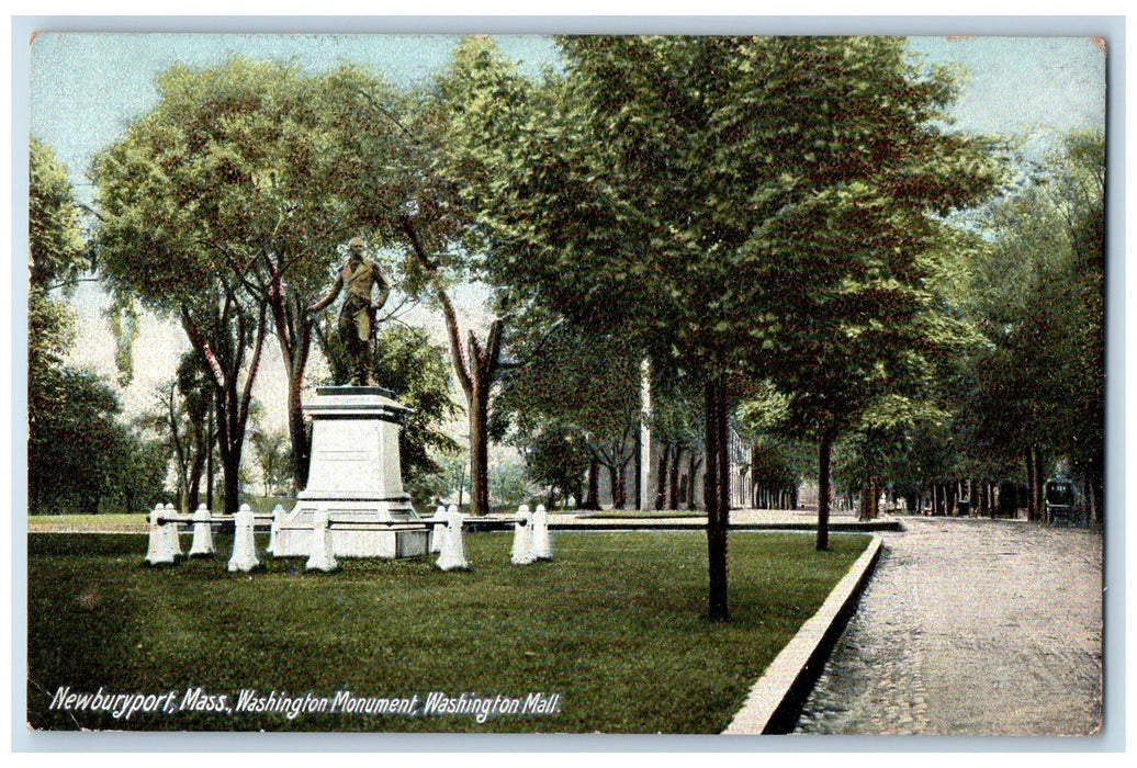 1908 Washington Monument Washington Mall Newburyport Massachusetts MA Postcard