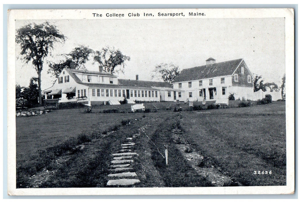 1930 The College Club Inn Scene & Restaurant Searsport Maine ME Posted Postcard
