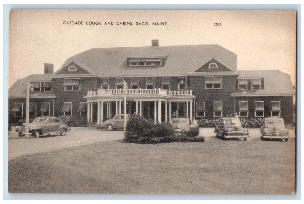 c1940s Cascade Lodge Exterior And Cabins Roadside Saco Maine ME Cars Postcard