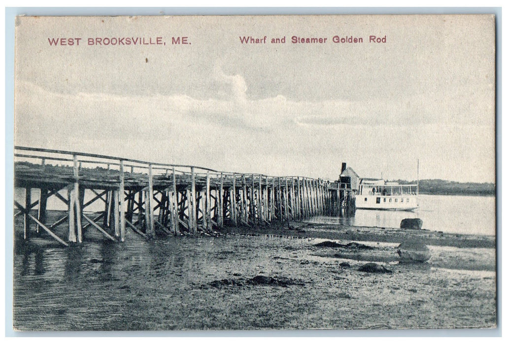 c1940s Wharf And Steamer Golden Rod West Brooksville Maine ME Unposted Postcard