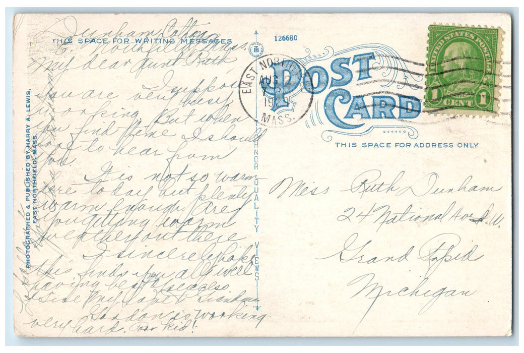 1929 Main Street In Winter Icy Road East Northfield Massachusetts MA Postcard